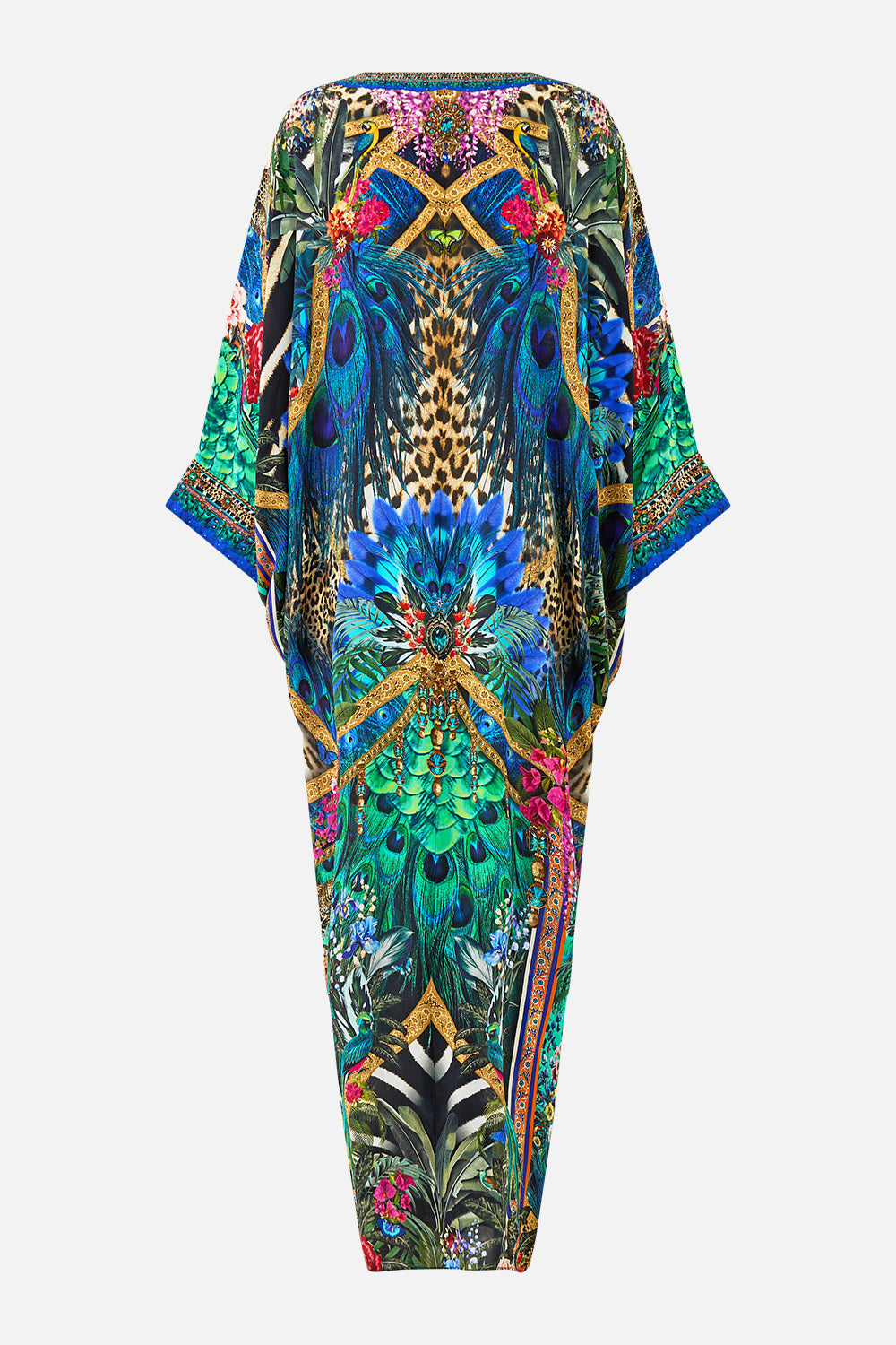 The CAMILLA PIERCED V-NECK KAFTAN ANIMAL ALCHEMY in our  print.