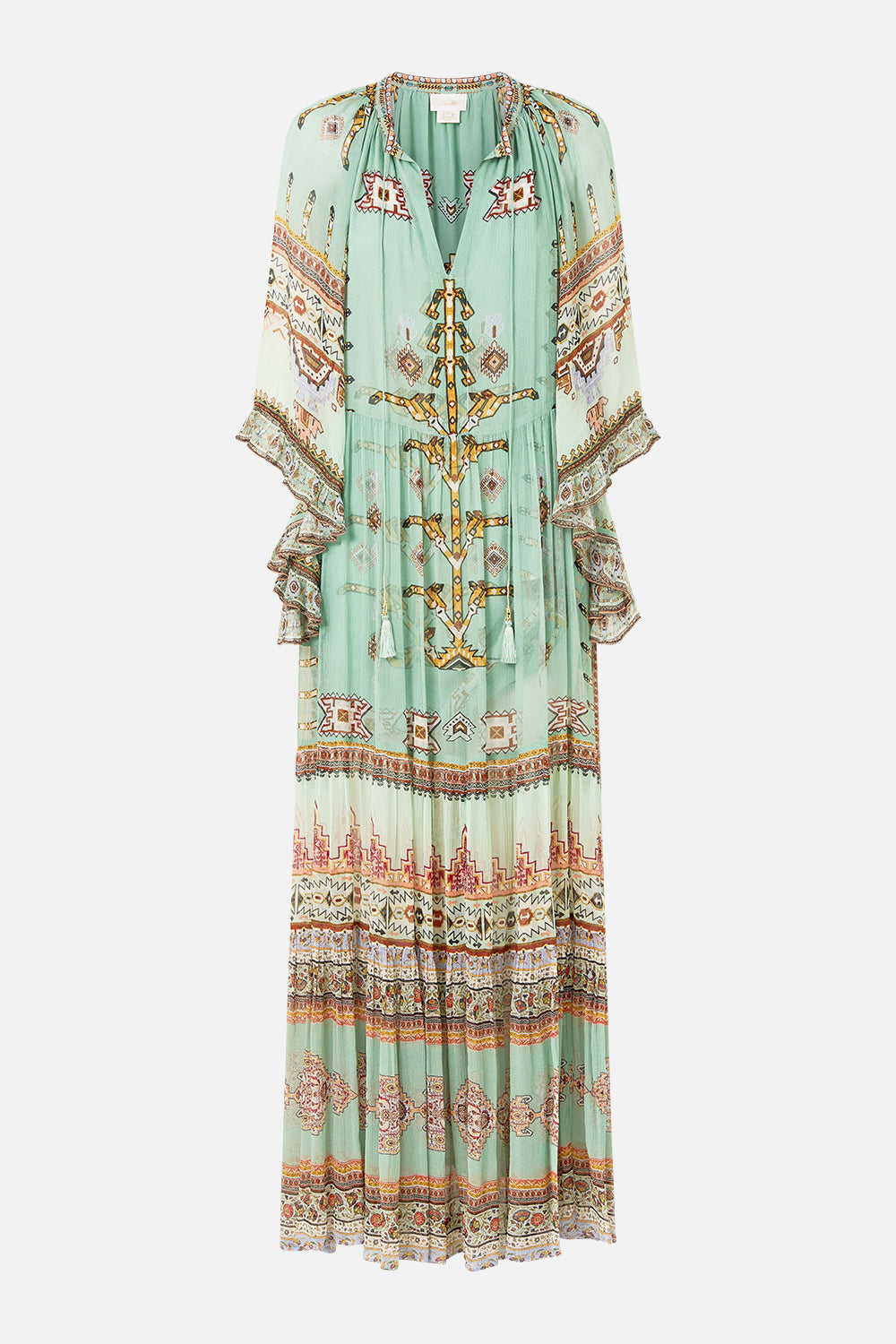 The CAMILLA WIDE SLEEVE GATHERED DRESS LEGEND HAS IT in our  print.