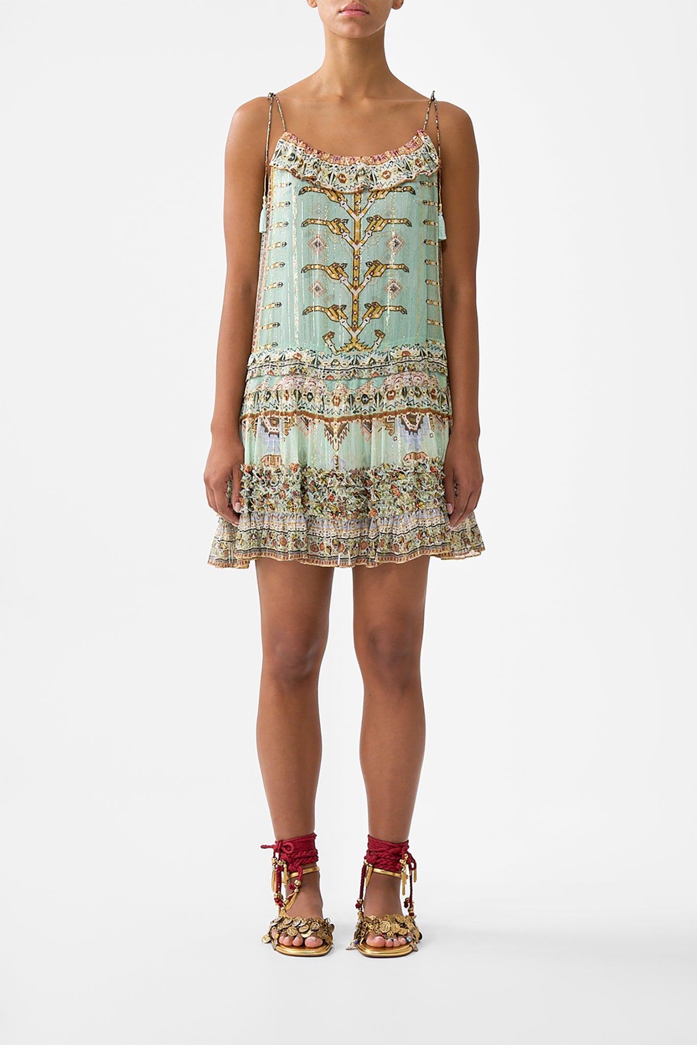 GATHERED MINI TIERED DRESS WITH FRILL DETAIL LEGEND HAS IT