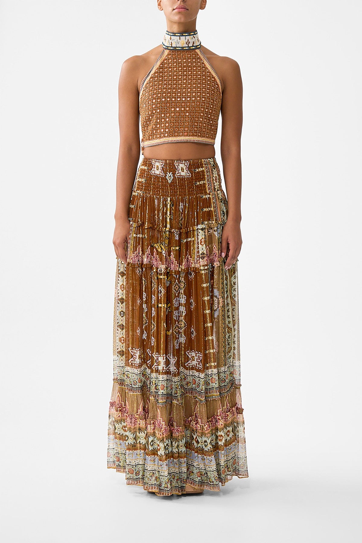 The CAMILLA 4 tiered gathered skirt from our print fabric of time