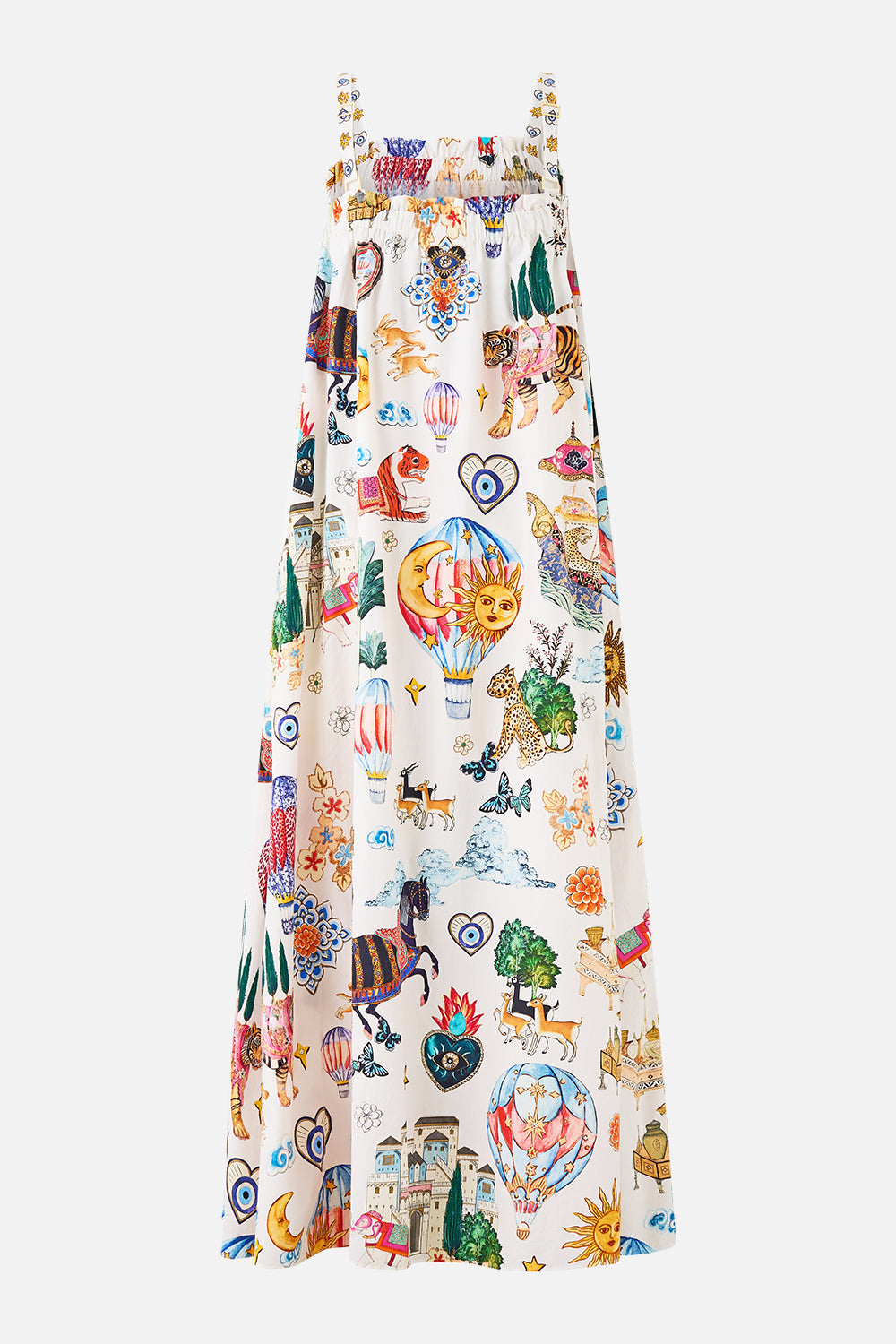 The CAMILLA WIDE STRAP SUNDRESS KAPADOKYA KITSCH in our  print.