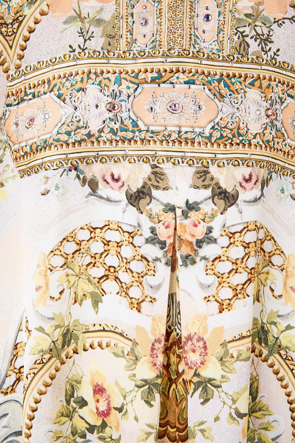 The CAMILLA LONG KAFTAN WITH WAIST DETAIL TWILIGHT IN ISTANBUL in our  print.