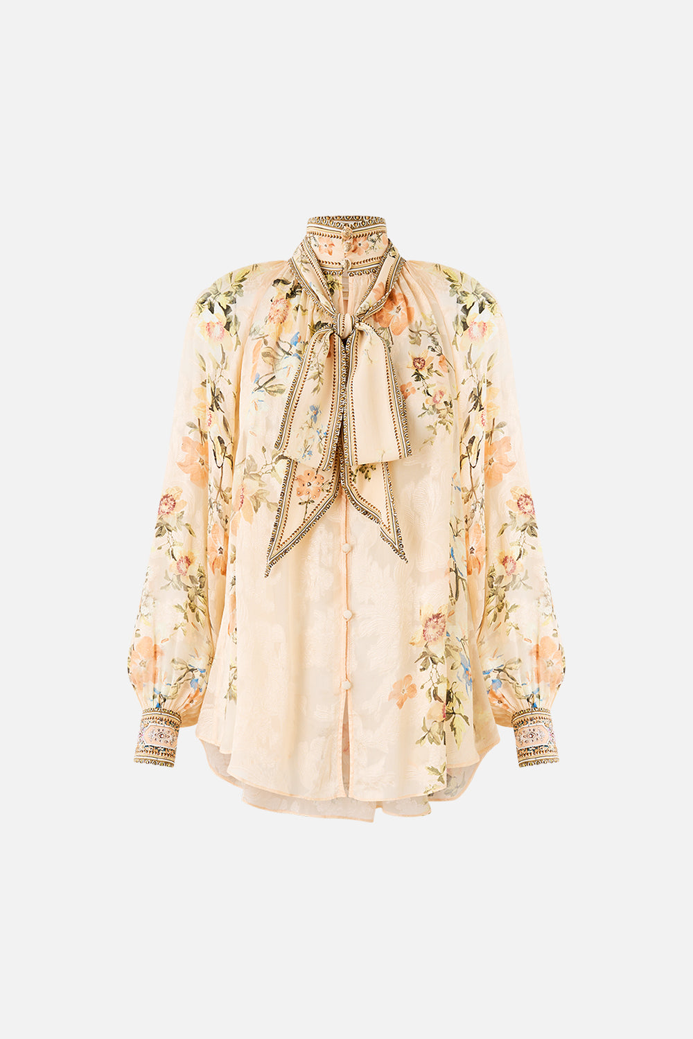 The CAMILLA DETACHABLE PUSSY BOW RAGLAN BLOUSE TWILIGHT IN ISTANBUL in our  print.