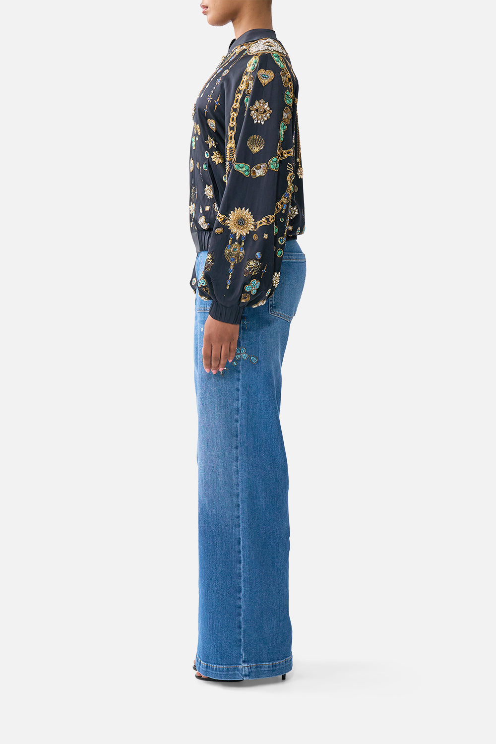 BOMBER JACKET WITH SHIRRED CUFF AMULETS AND ALCHEMY