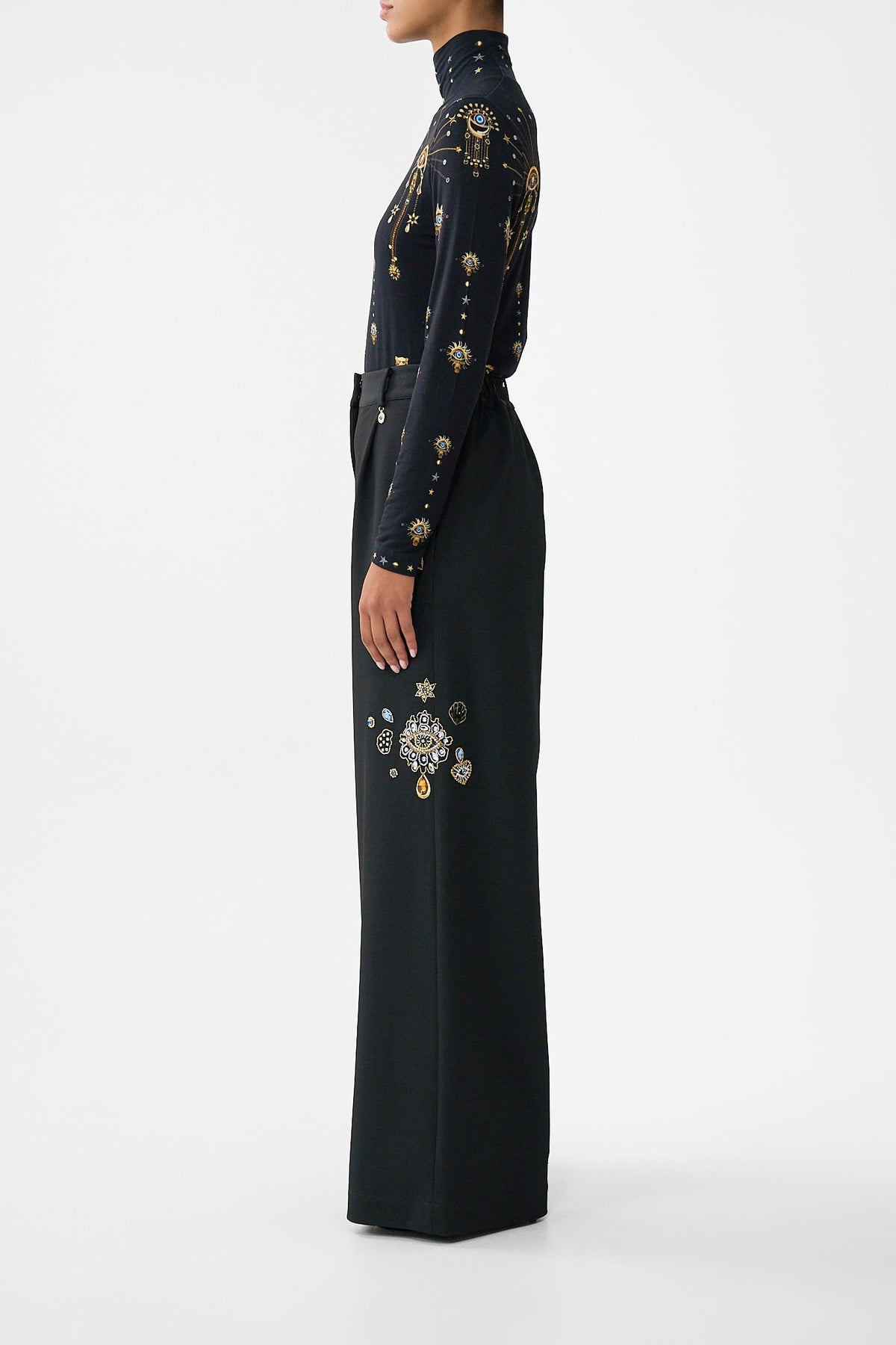 The CAMILLA wide leg waisted pant from our print amulets and alchemy