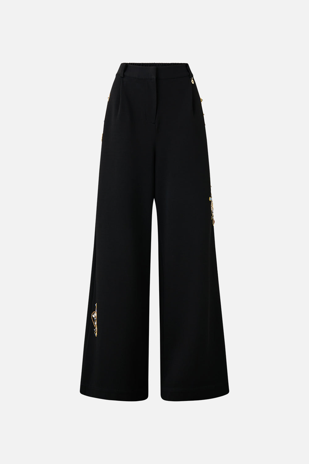 The CAMILLA wide leg waisted pant from our print amulets and alchemy, front product view