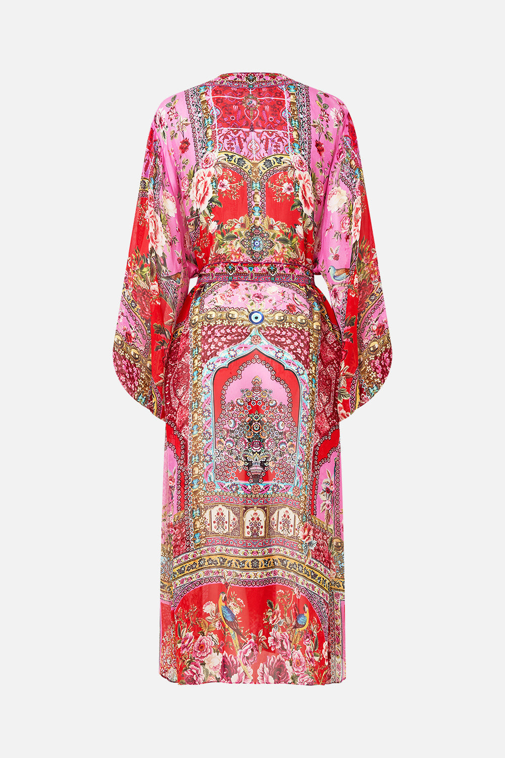 The CAMILLA blouson sleeve layer from our print heirloom empire, back product view