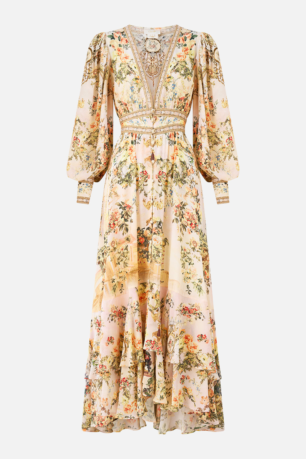 The CAMILLA long button front dress from our print twilight in Istanbul, front product view