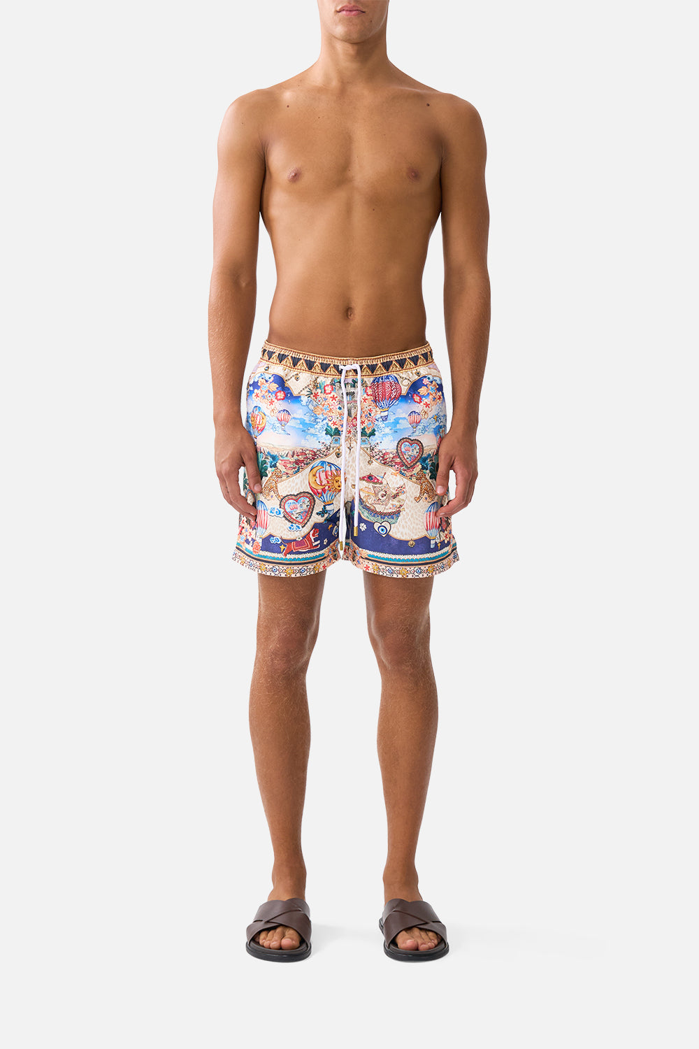 The CAMILLA MID LENGTH BOARDSHORT WITH ELASTIC WAIST KAPADOKYA KITSCH in our KAPADOKYA KITSCH print.
