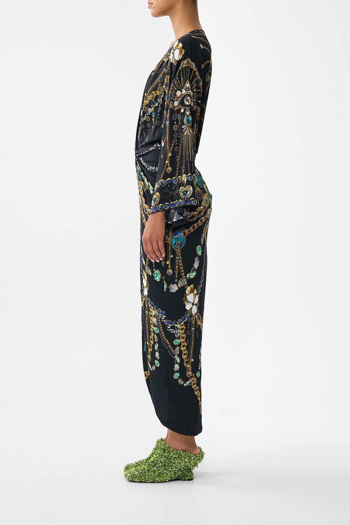 LONG SPLIT FRONT TWIST DRESS AMULETS AND ALCHEMY