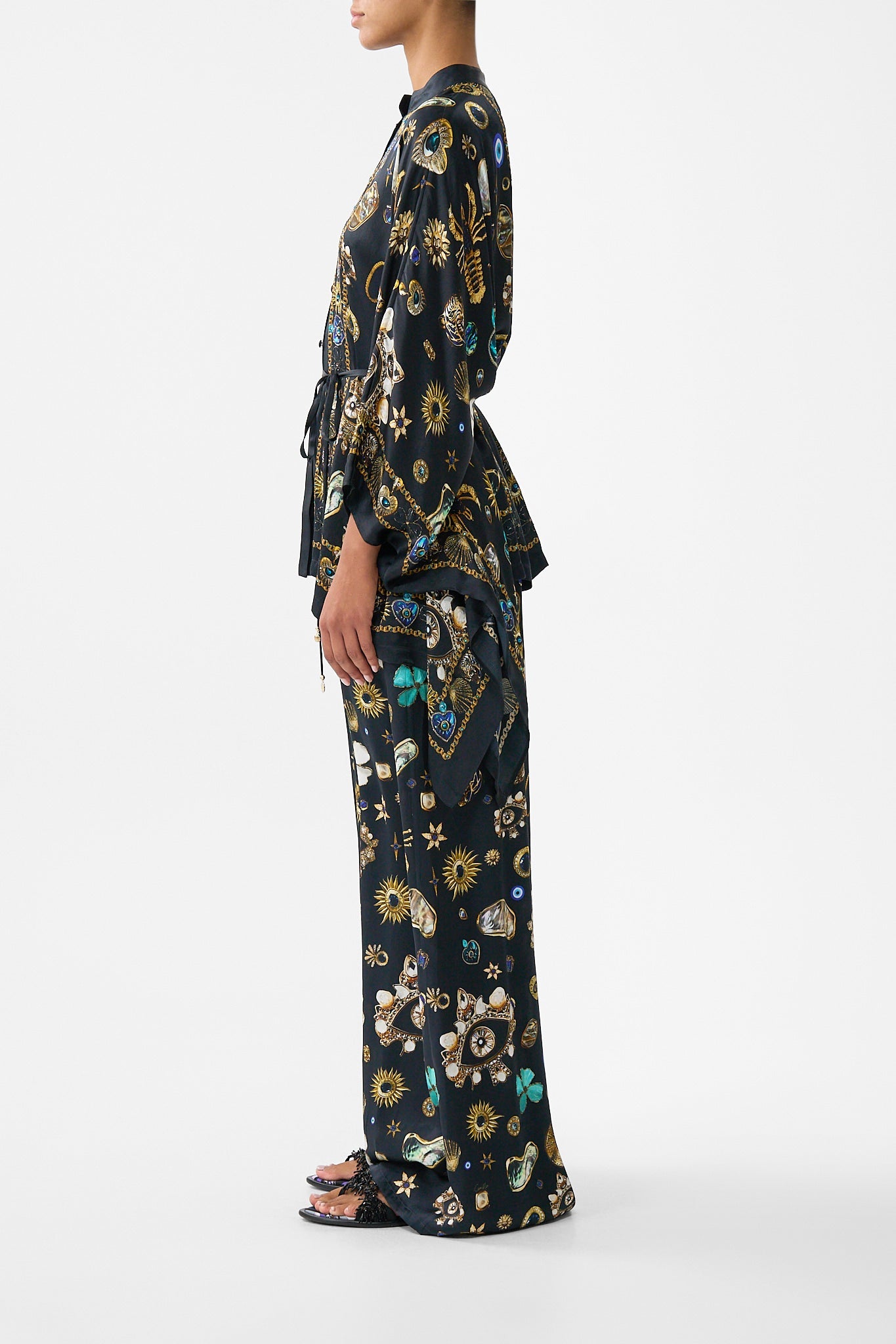 The CAMILLA BUTTON THROUGH SCARF BLOUSE AMULETS AND ALCHEMY in our  print.