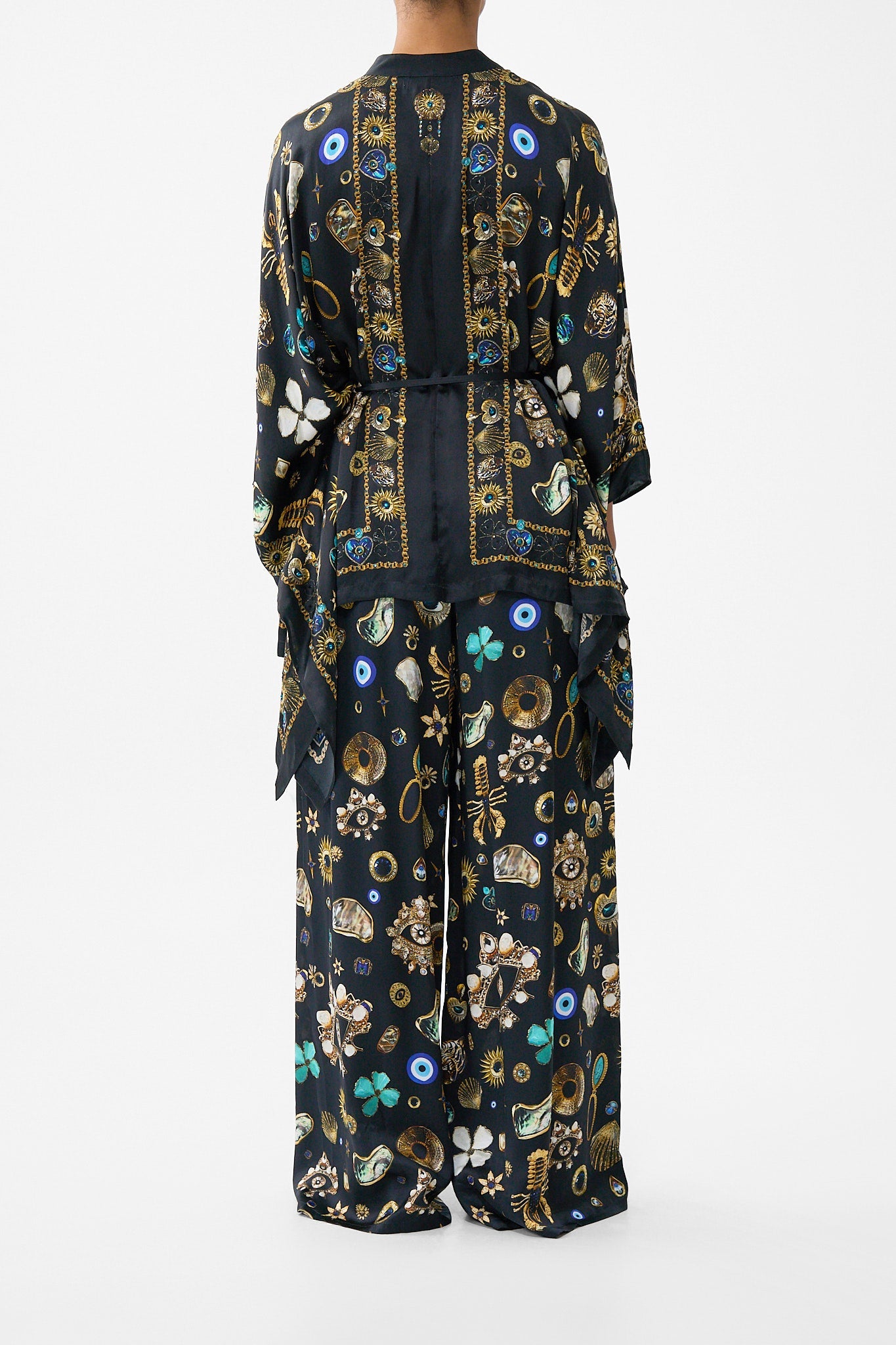 The CAMILLA BUTTON THROUGH SCARF BLOUSE AMULETS AND ALCHEMY in our  print.