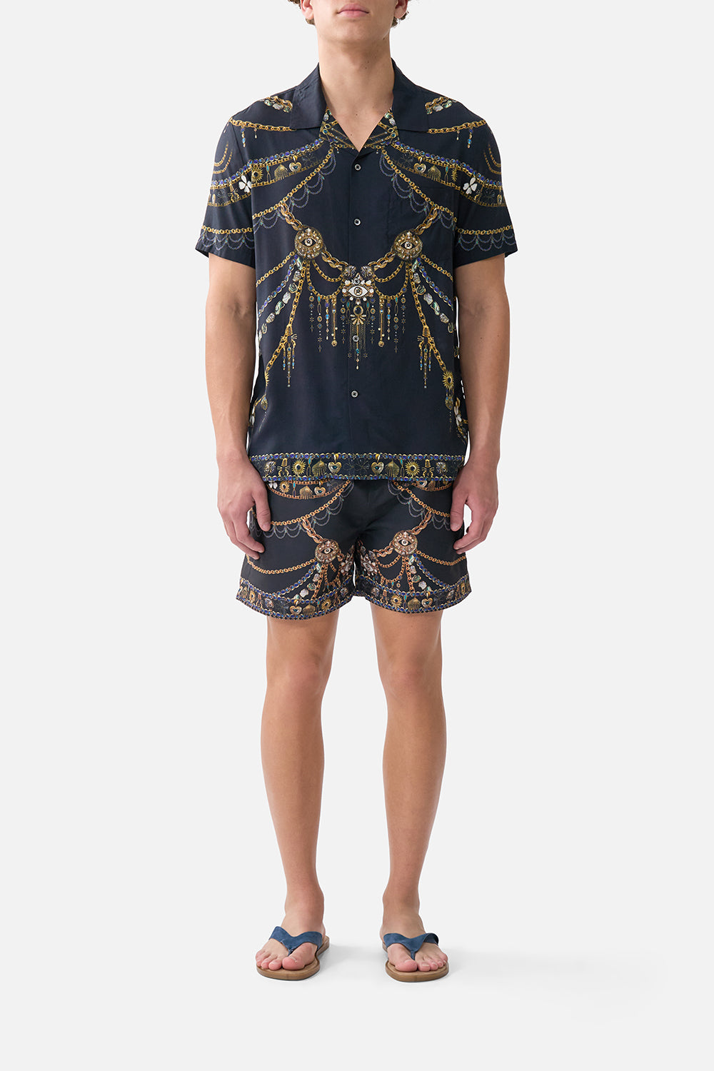 SHORT SLEEVE CAMP COLLARED SHIRT AMULETS AND ALCHEMY