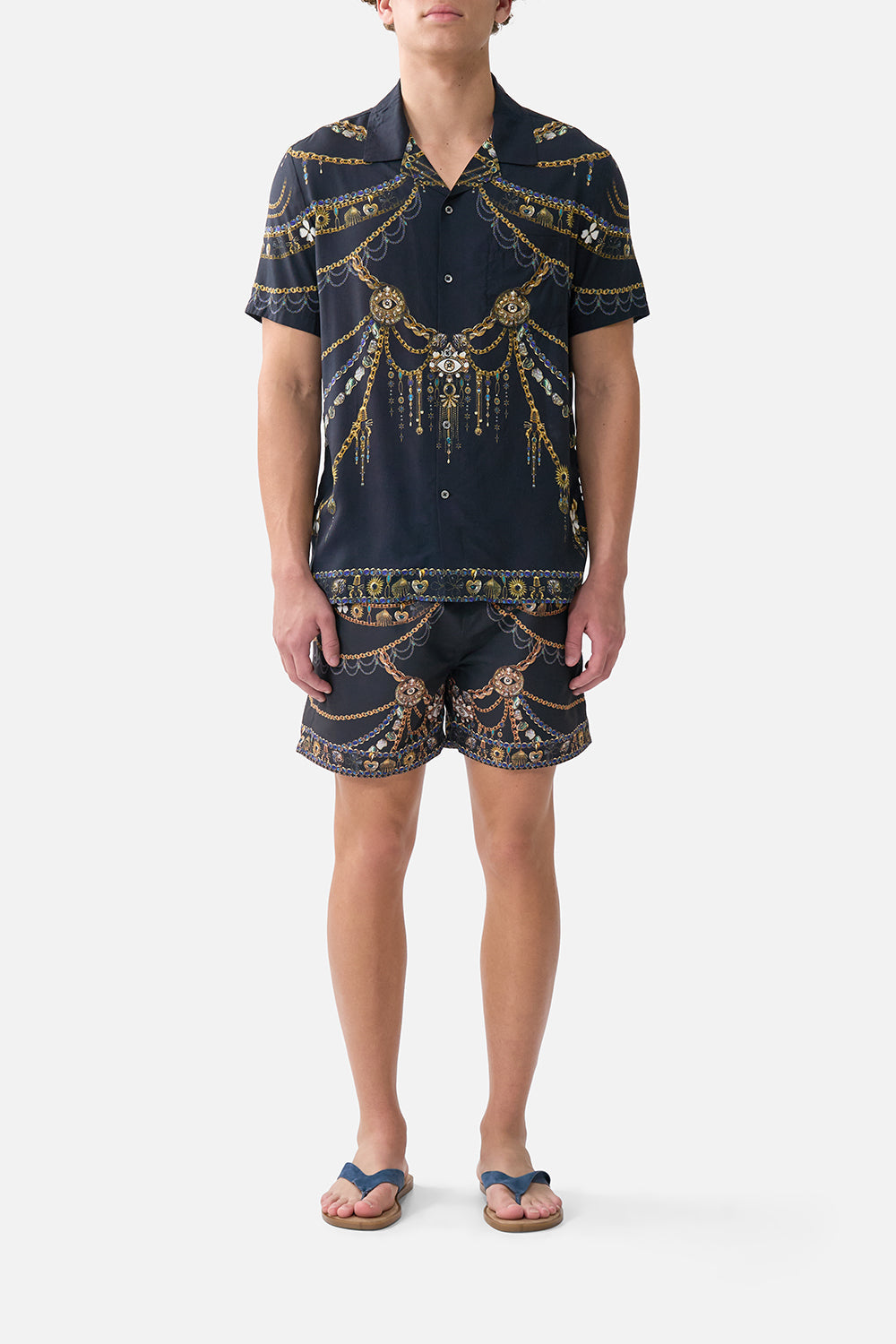SHORT SLEEVE CAMP COLLARED SHIRT AMULETS AND ALCHEMY