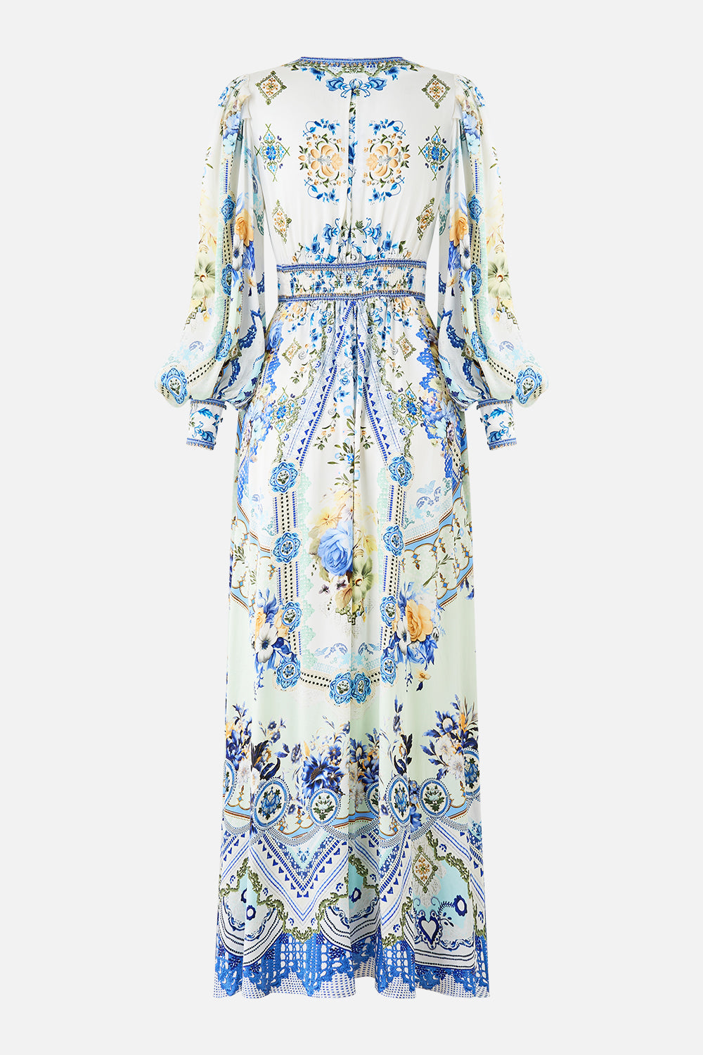 The CAMILLA SHAPED WAISTBAND DRESS WITH GATHERED SLEEVES MY HOMESPUN HEART in our  print.