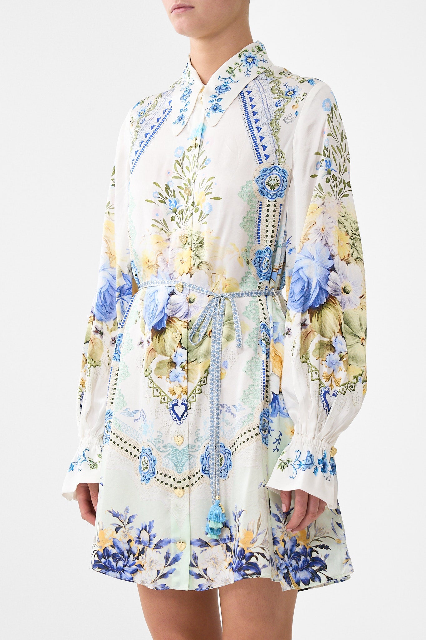 The CAMILLA SHIFT SHIRT DRESS MY HOMESPUN HEART in our  print.