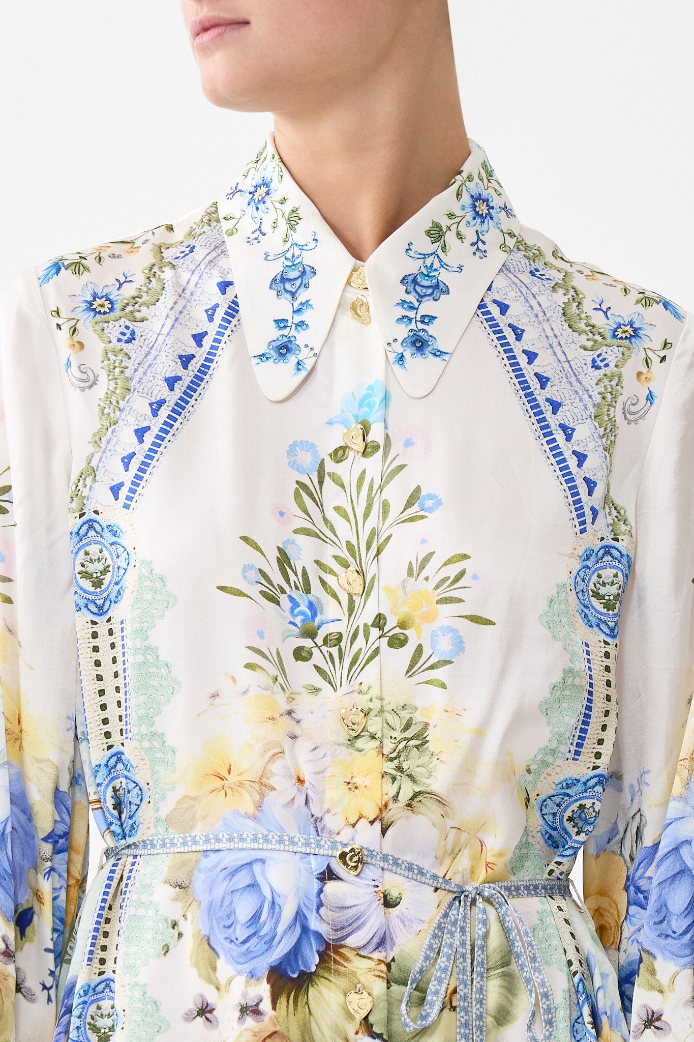 The CAMILLA SHIFT SHIRT DRESS MY HOMESPUN HEART in our  print.