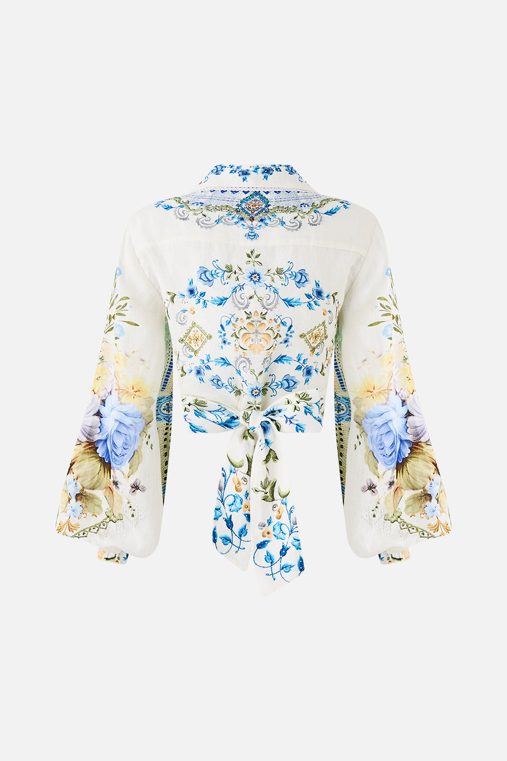The CAMILLA CROPPED WRAP SHIRT MY HOMESPUN HEART in our  print.