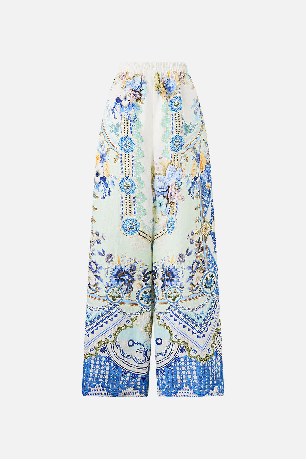 The CAMILLA WIDE LEG TROUSER WITH FRONT POCKETS MY HOMESPUN HEART in our  print.