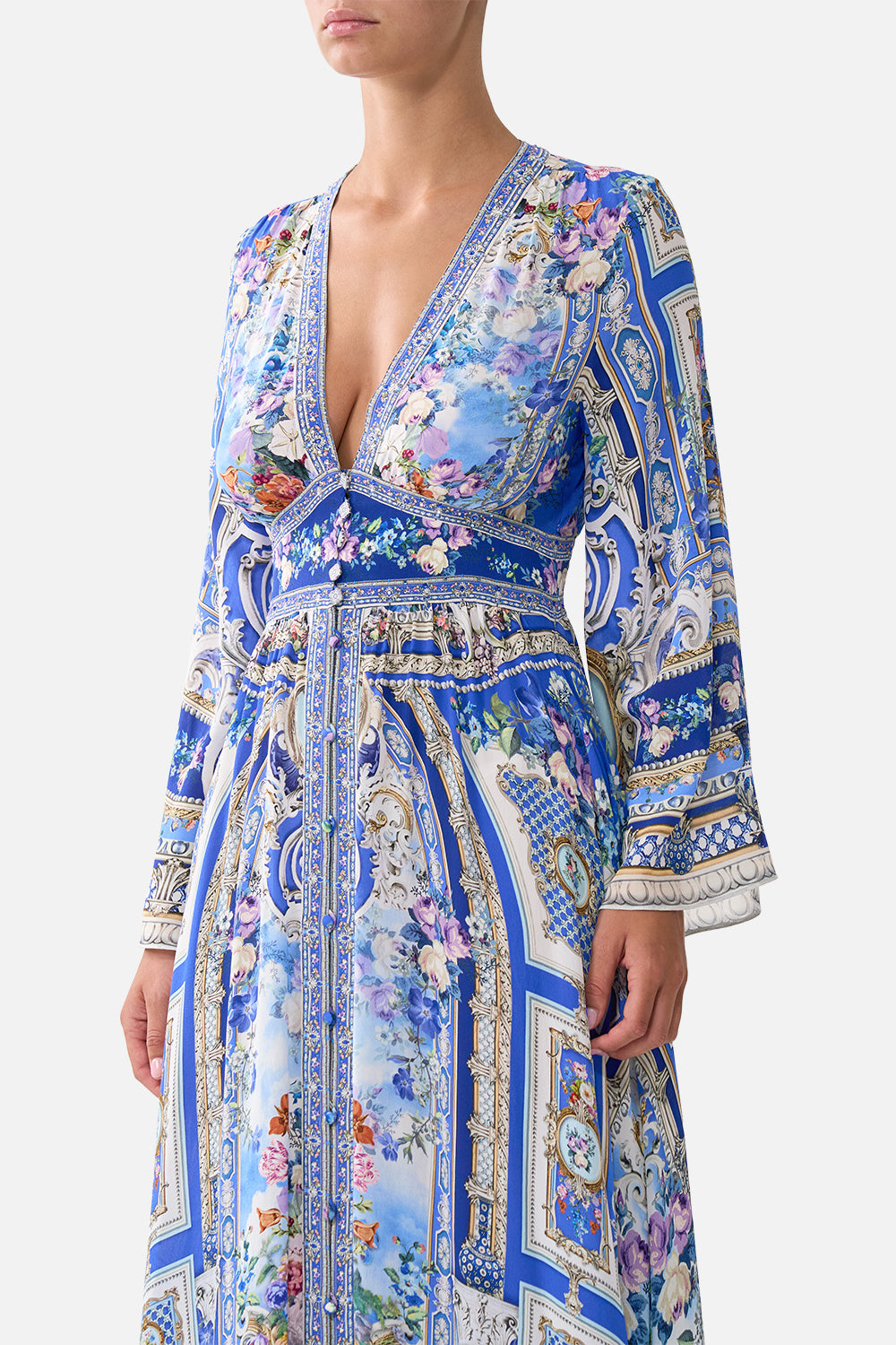 KIMONO SLEEVE DRESS WITH SHIRRING DETAIL OTTOMAN OPULENCE