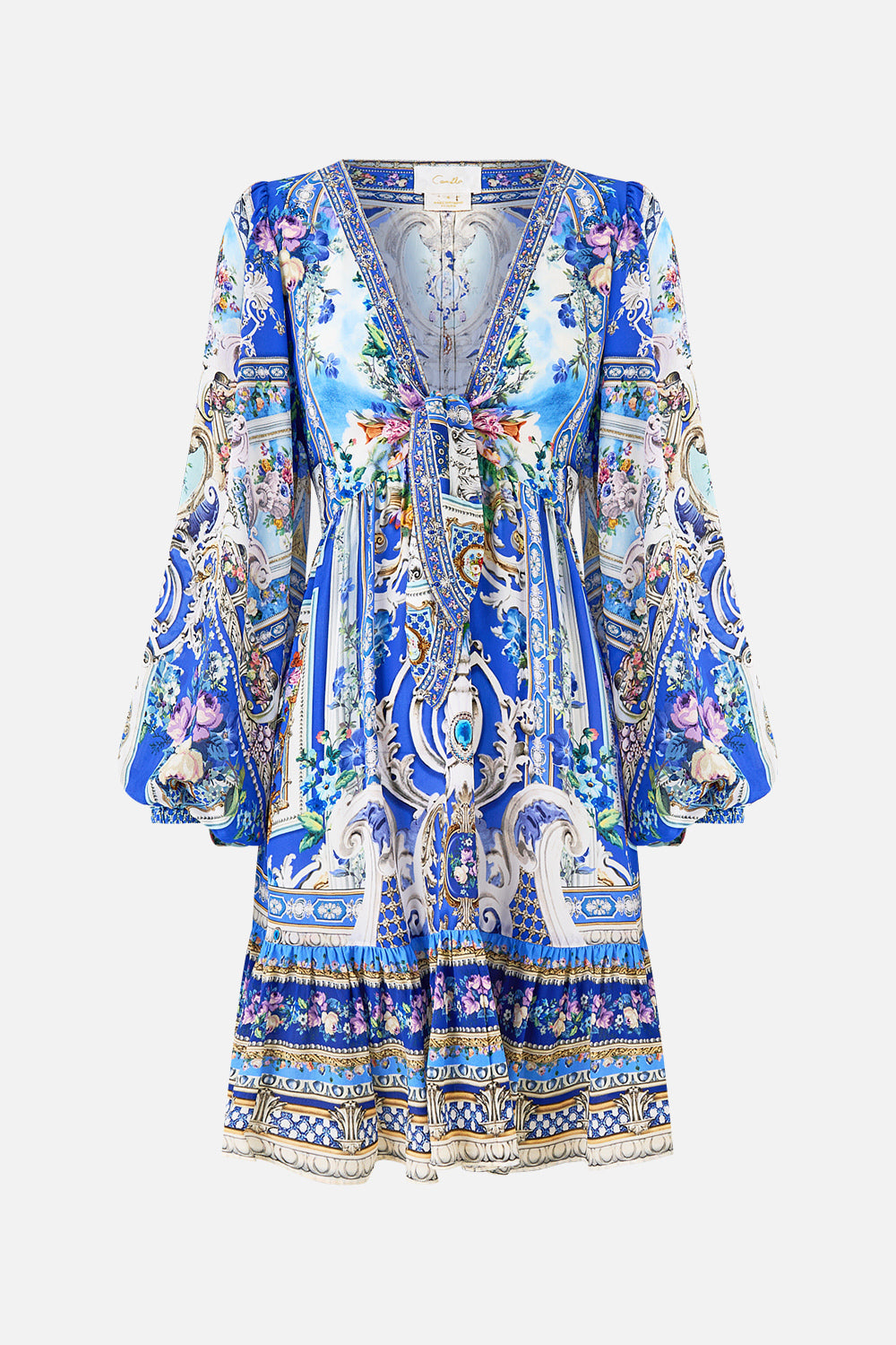 SHORT TIE FRONT BLOUSON DRESS OTTOMAN OPULENCE