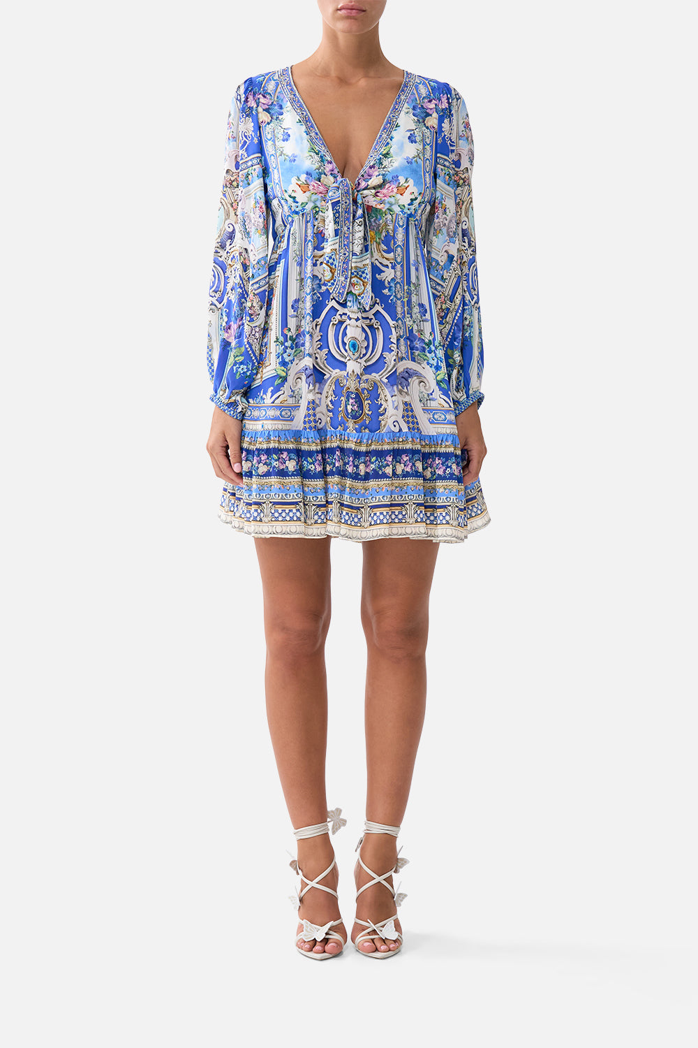 SHORT TIE FRONT BLOUSON DRESS OTTOMAN OPULENCE