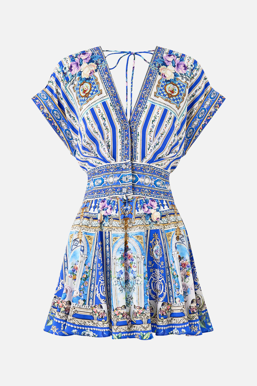 The CAMILLA BUTTON WAIST PLAYSUIT OTTOMAN OPULENCE in our  print.
