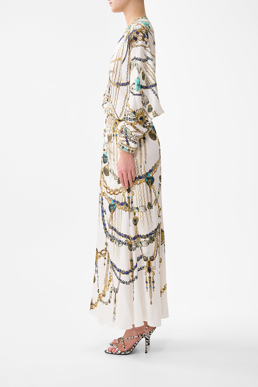 The CAMILLA TWIST FRONT BATWING DRESS CHAIN GANG in our  print.