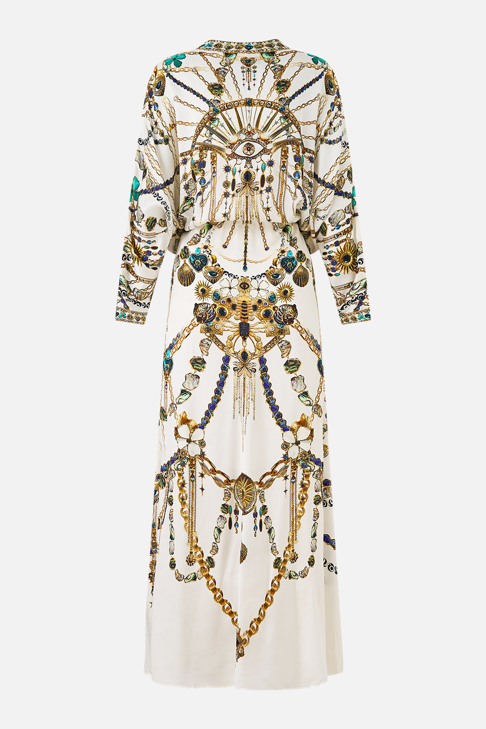 The CAMILLA TWIST FRONT BATWING DRESS CHAIN GANG in our  print.