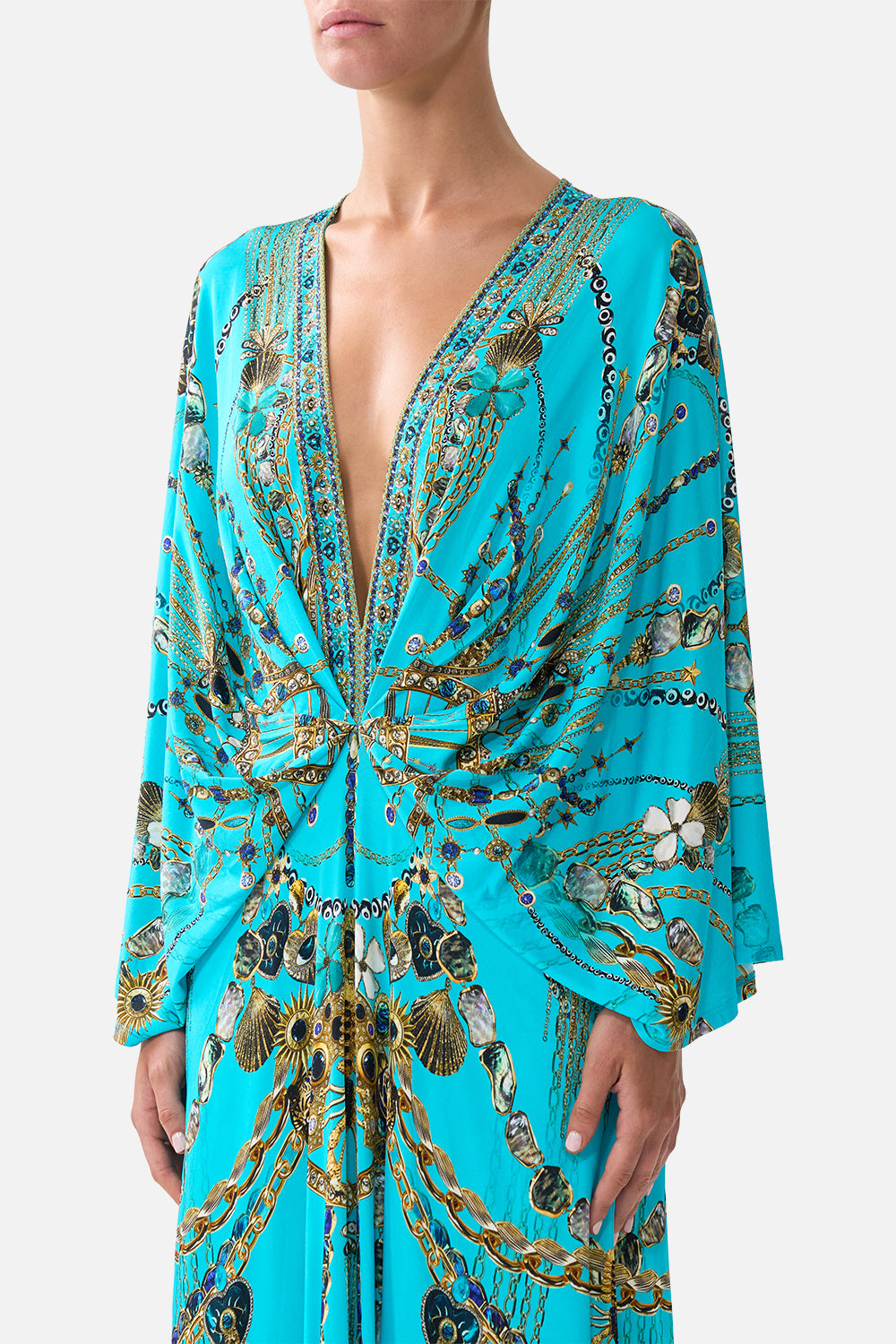 The CAMILLA TUCK FRONT JERSEY DRESS TOTEMS AND TREASURES in our  print.