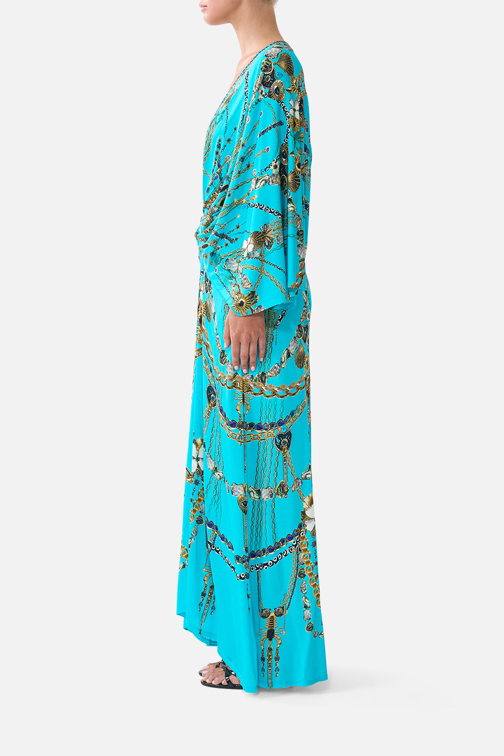 The CAMILLA TUCK FRONT JERSEY DRESS TOTEMS AND TREASURES in our  print.