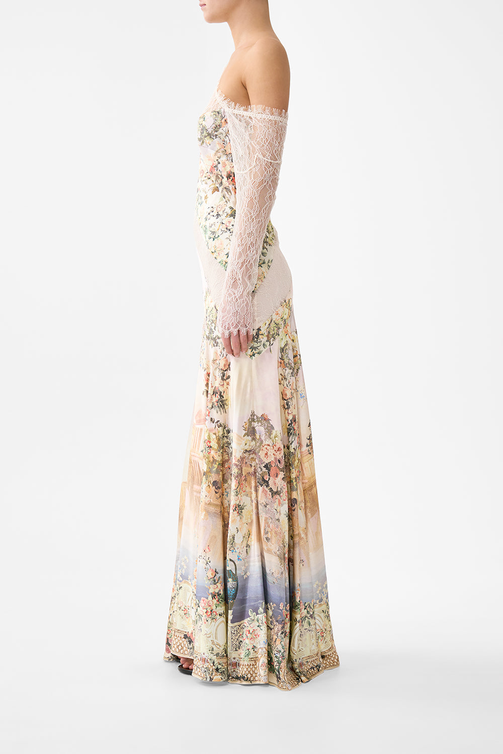 LACE SPLICE ONE SHOULDER DRESS TWILIGHT IN ISTANBUL