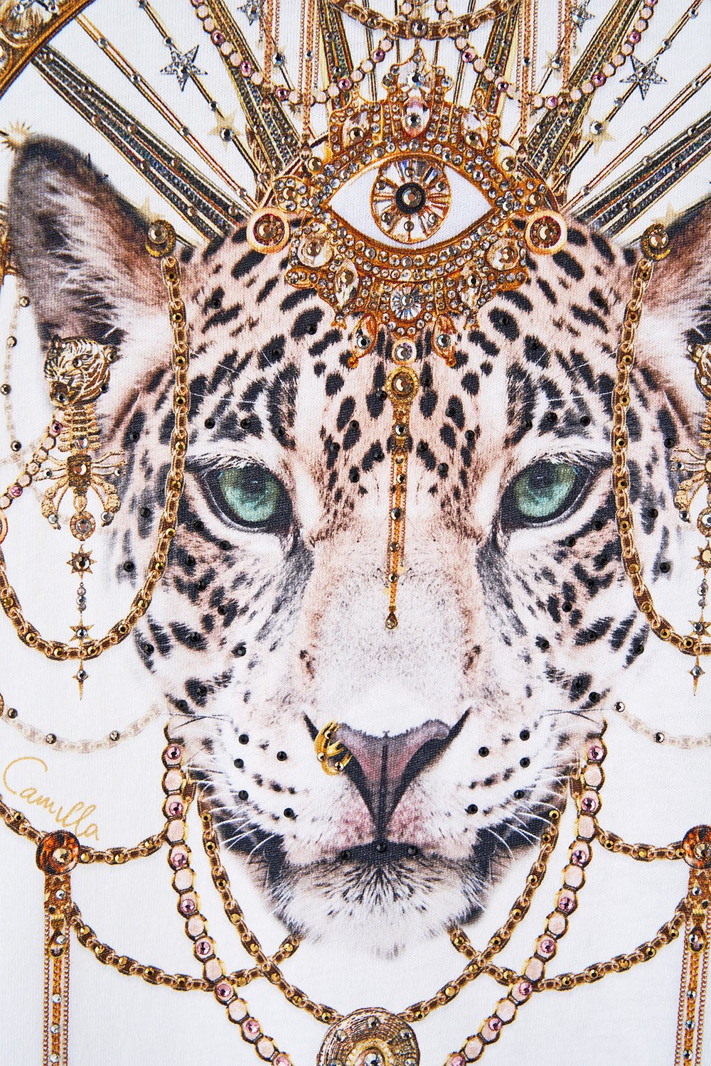 SLIM FIT ROUND NECK T-SHIRT - WHITE/GOLD LADY LIONHEART