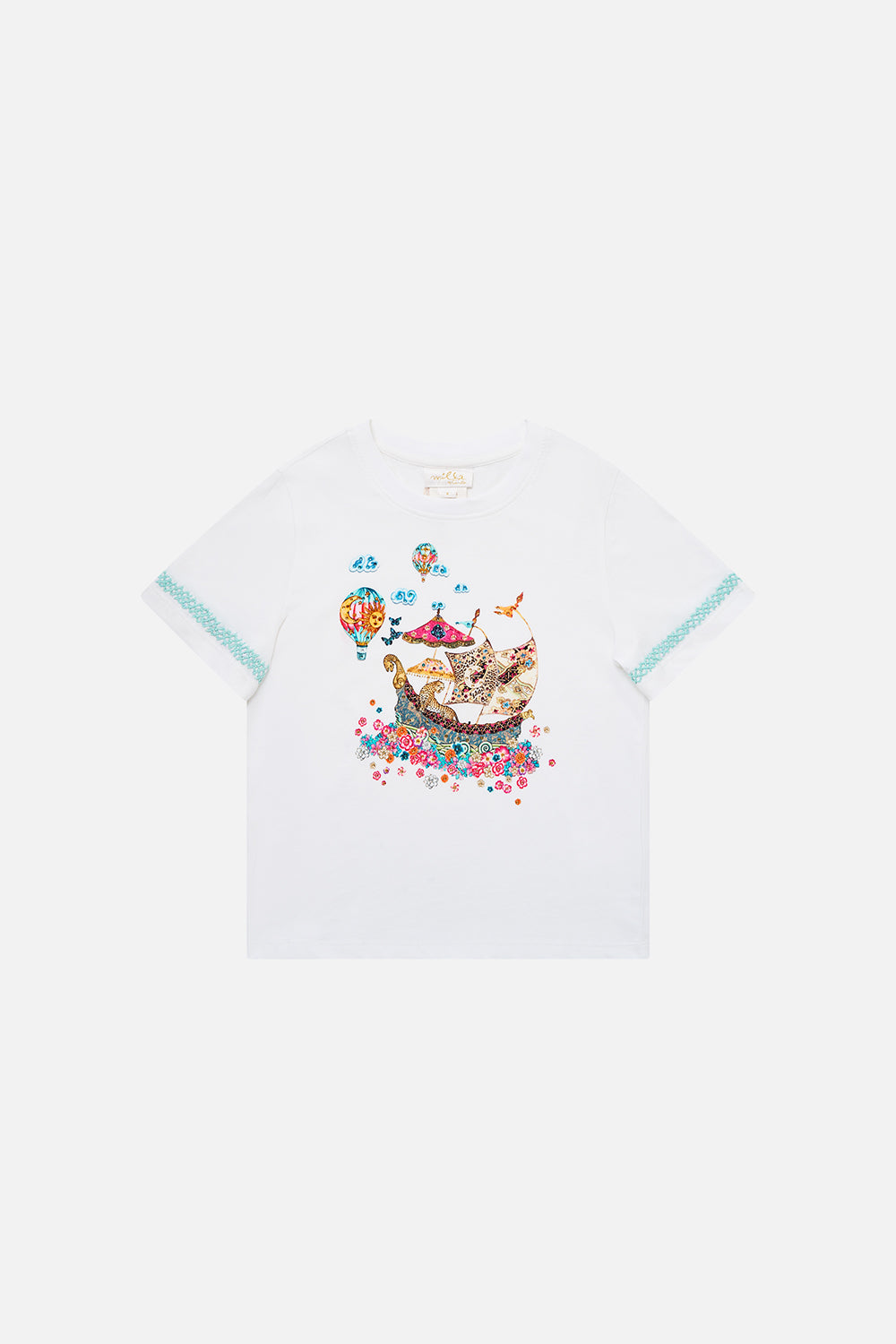 The CAMILLA KIDS SHORT SLEEVE CLASSIC TEE MINIATURE MOMENTS in our MINIATURE MOMENTS print.