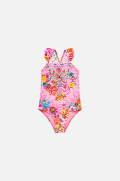 KIDS STRAIGHT NECK ONE PIECE W FRILL STRAPS ILLUSTRATION NATION