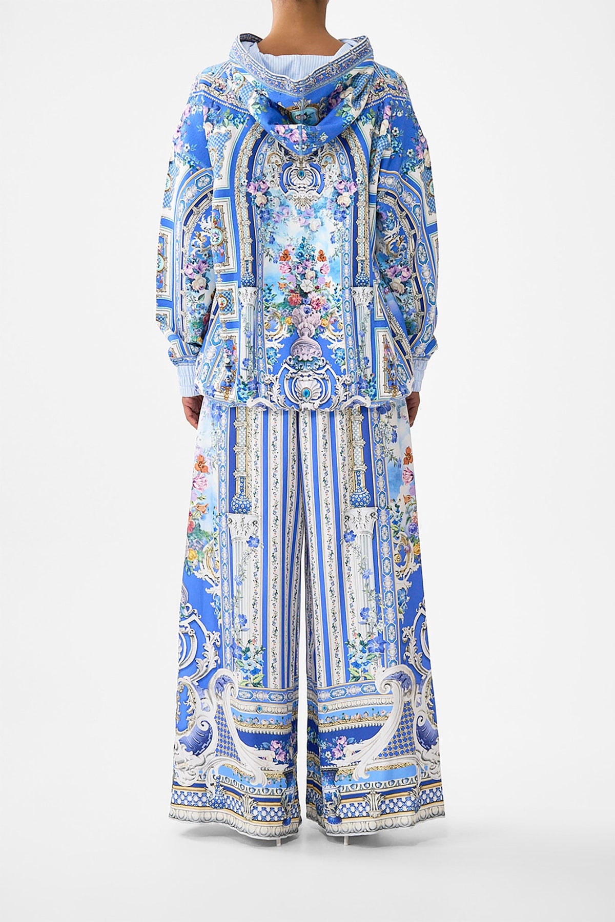 CONTRAST BAND OVERSIZED HOODIE WITH POCKETS OTTOMAN OPULENCE