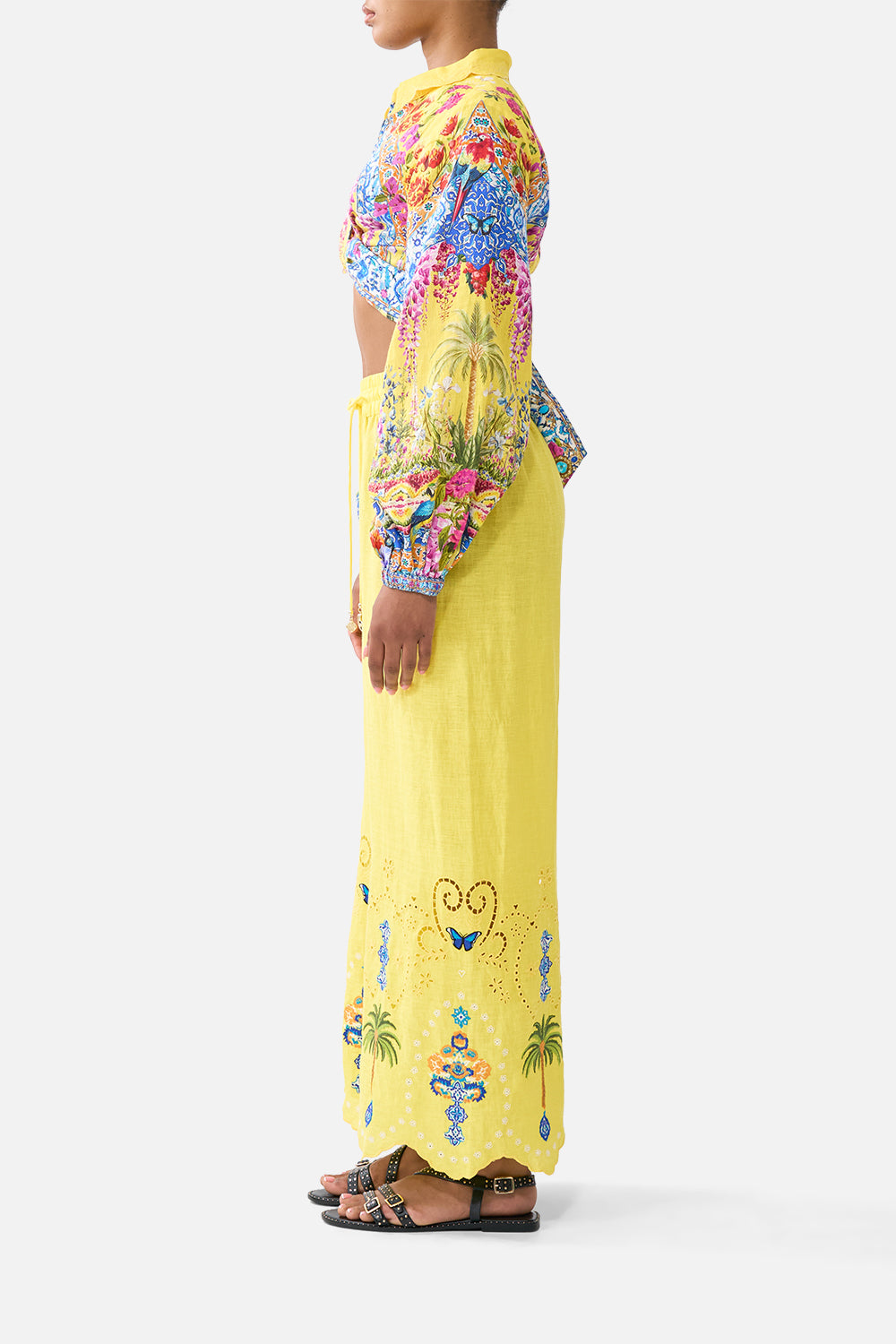 The CAMILLA STRAIGHT LEG EMBROIDERED PANT SULTANAHMET SUMMER in our  print.