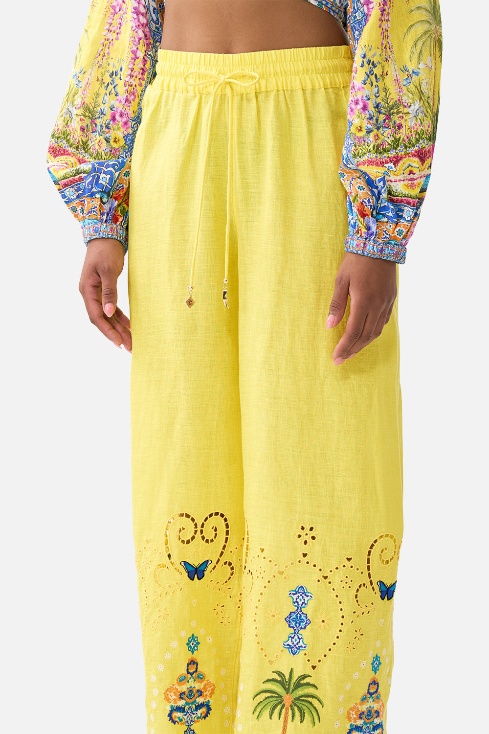 The CAMILLA STRAIGHT LEG EMBROIDERED PANT SULTANAHMET SUMMER in our  print.