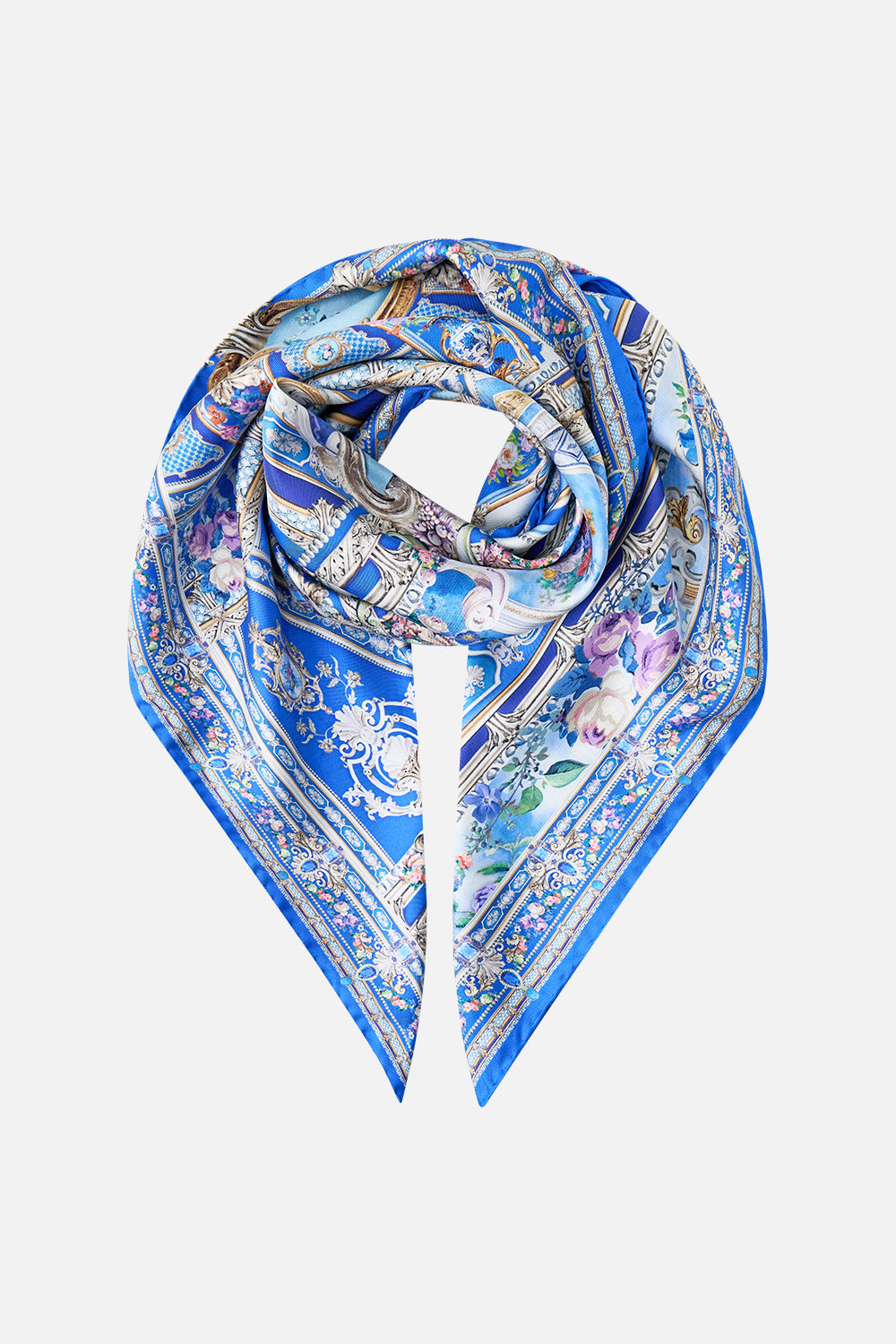The CAMILLA PRINTED SILK TWILL SQUARE SCARF OTTOMAN OPULENCE in our OTTOMAN OPULENCE print.