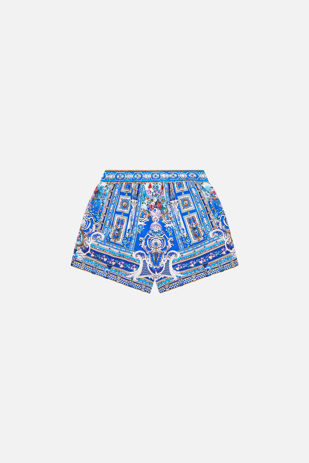 The CAMILLA BOYS MID LENGTH BOARDSHORT W ELASTIC WAIST OTTOMAN OPULENCE in our  print.