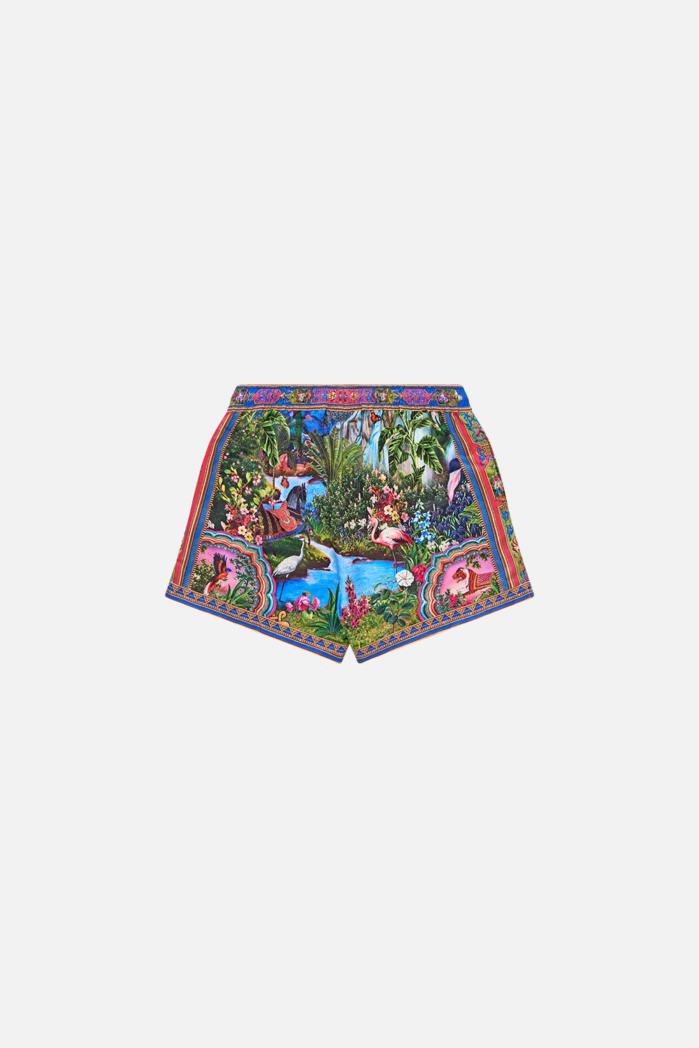 The CAMILLA BOYS MID LENGTH BOARDSHORT W ELASTIC WAIST TURKISH DELIGHT in our  print.