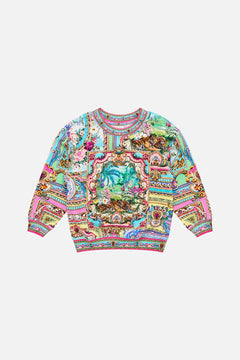 The CAMILLA Kids Relaxed Crew Neck Sweater 4-10 in our Spirit Of Santa Maria print.