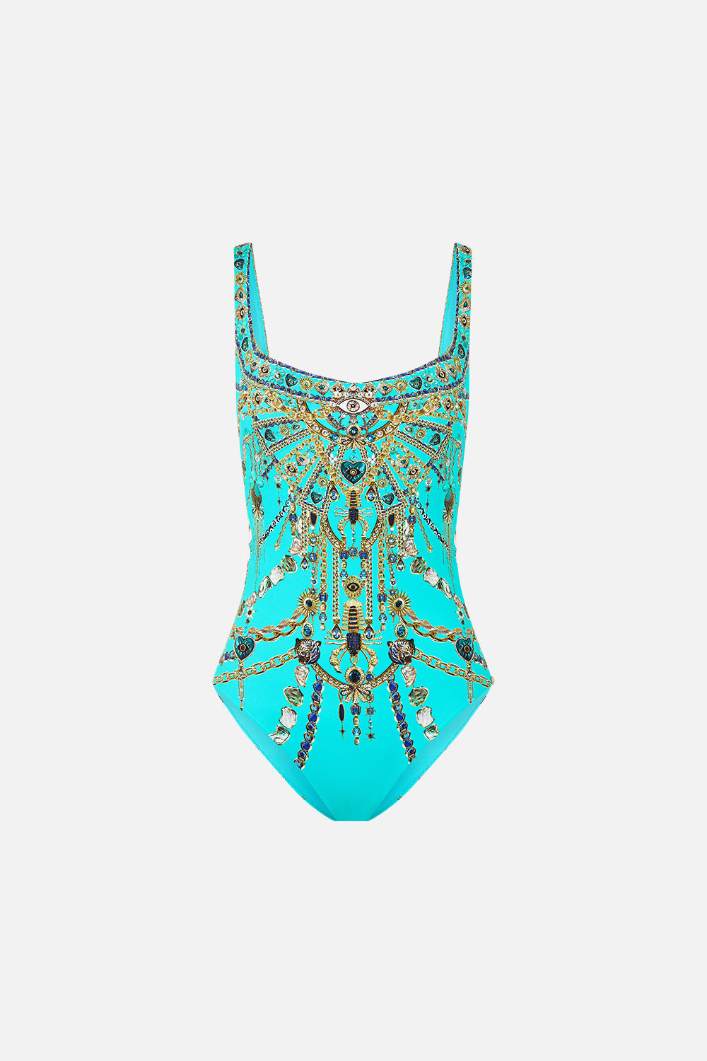 UNDERWIRE SQUARE NECK ONE PIECE WITH SCOOP BACK TOTEMS AND TREASURES