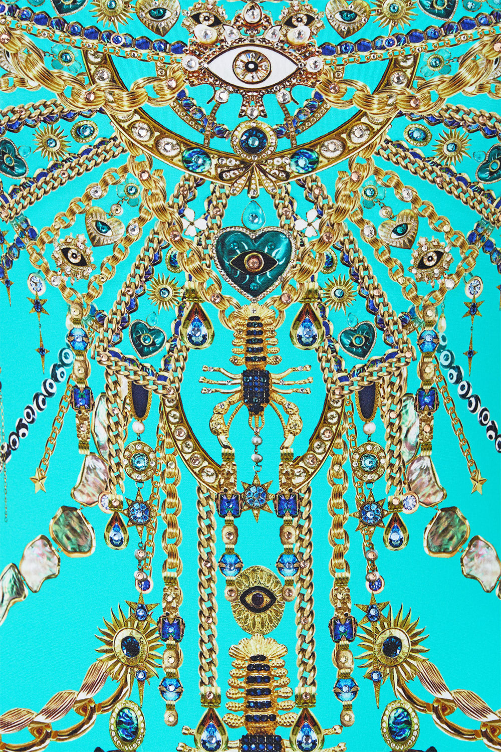 The CAMILLA underwire square neck one piece with scoop back from our print totems and treasures