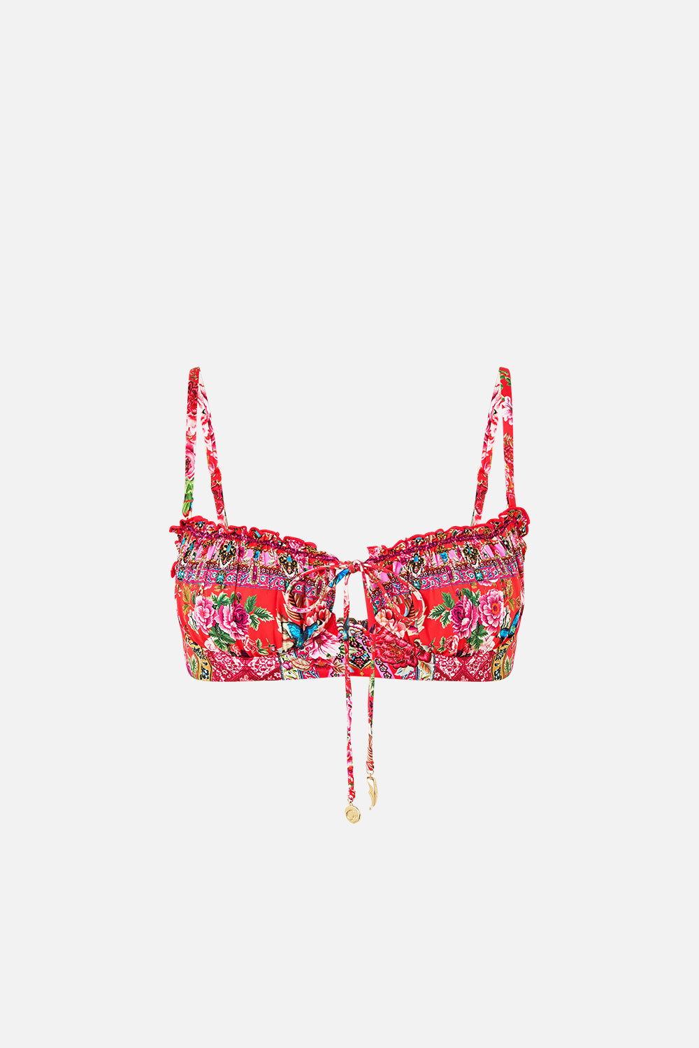 RUCHED CUP UNDERWIRE BIKINI TOP WITH FRONT TIE HEIRLOOM EMPIRE