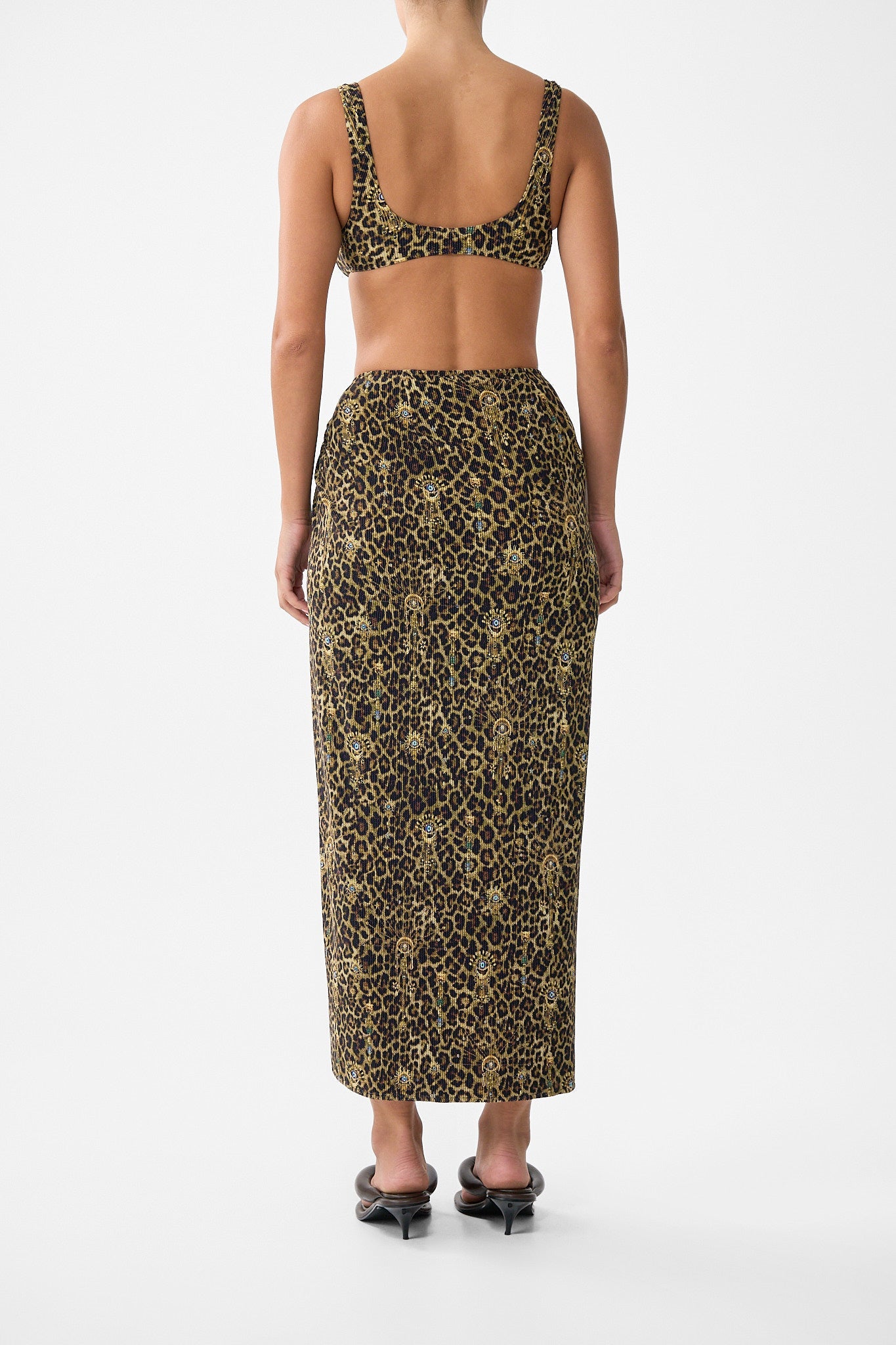 CRINKLE STRETCH LONG SARONG WITH TRIM AND LEG SPLIT FELINE FOLKLORE