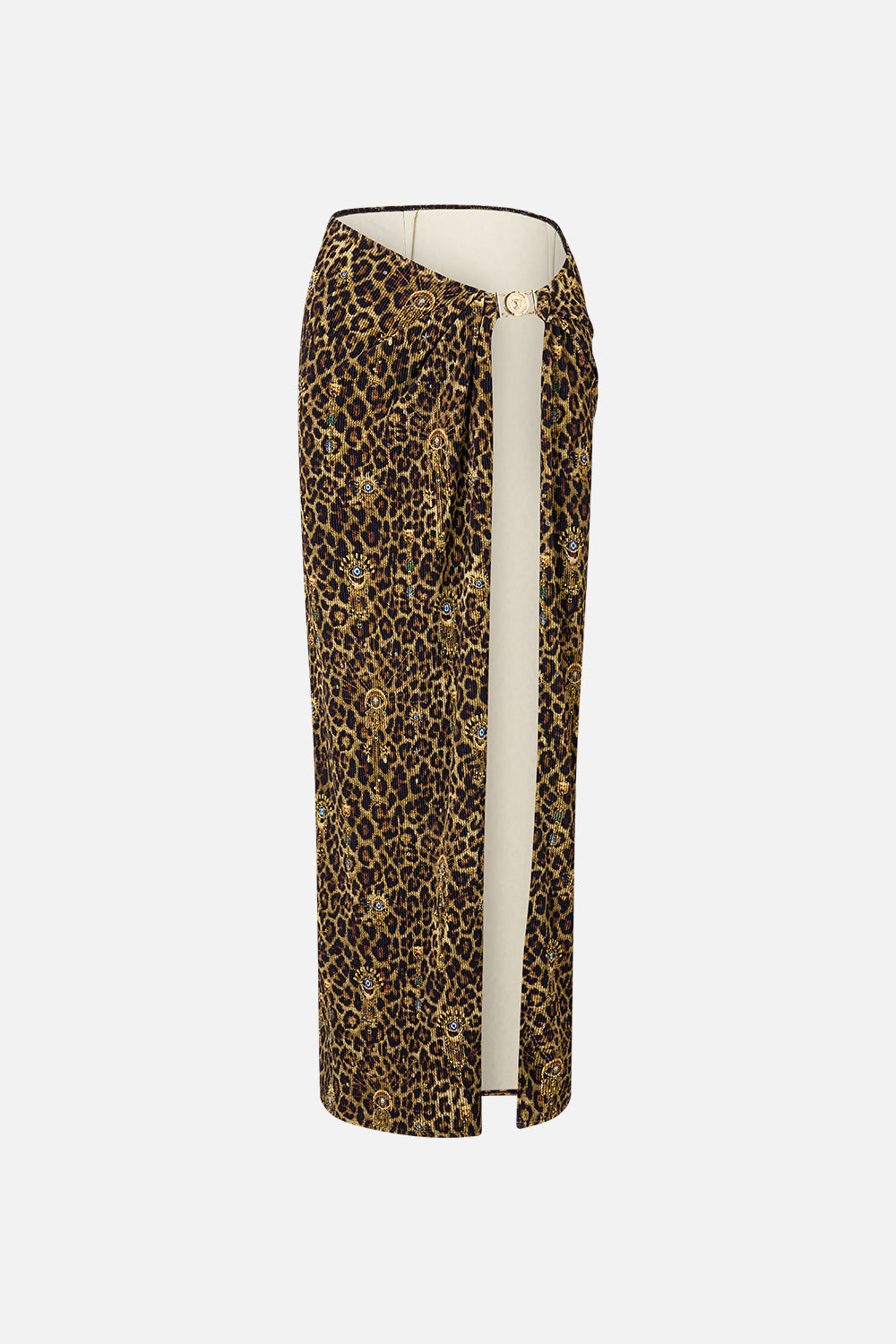 CRINKLE STRETCH LONG SARONG WITH TRIM AND LEG SPLIT FELINE FOLKLORE