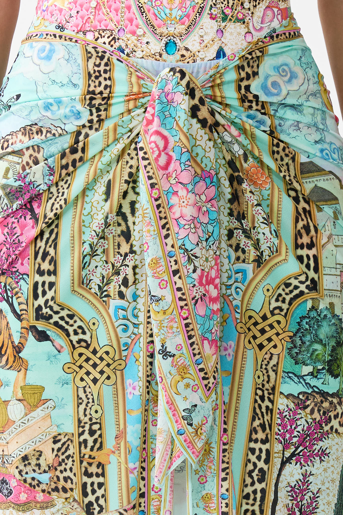 LAYERED MAXI SARONG WITH TIE FRONT MINIATURE MOMENTS