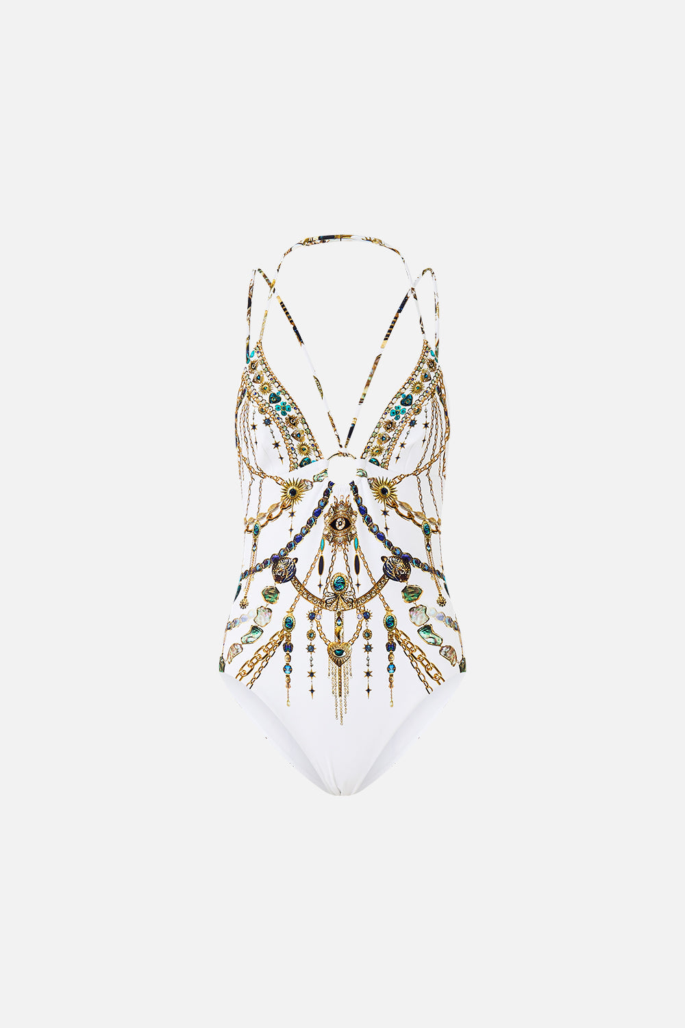 MULTI STRAP HALTER TRI ONE PIECE WITH TRIM CHAIN GANG