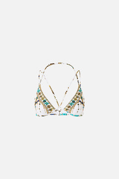 MULTI STRAP HALTER TRI BIKINI TOP WITH TRIM CHAIN GANG